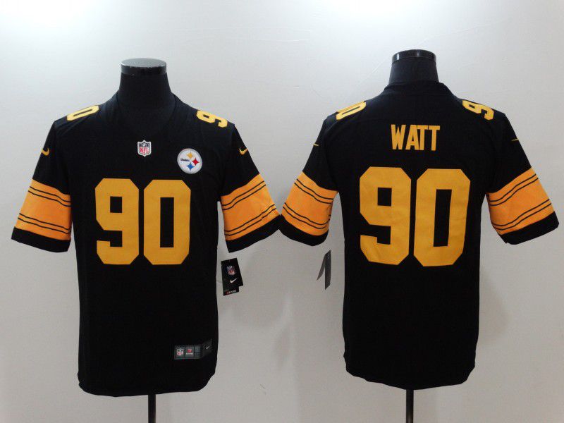 Men Pittsburgh Steelers #90 Watt Black Yellow Nike Vapor Untouchable Limited NFL Jerseys